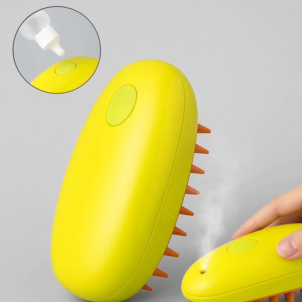 Brosse Vapeur Pulvérisatrice 3 en 1 Premium – Toilettage Chiens et Chats