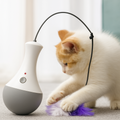 Jouet Interactif Rotation 360° pour Chat — Plumes Amovibles, Moteur Silencieux | Pawlora