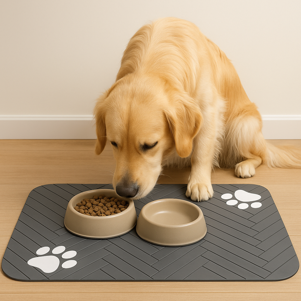 Tapis d’Alimentation Imperméable 60x90cm pour Chiens et Chats – Nappe Antidérapante à Séchage Rapide